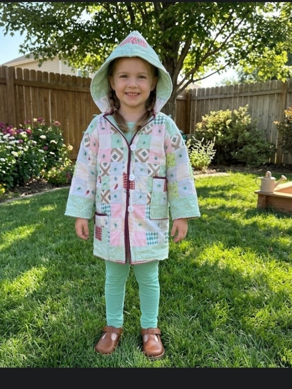 Upcycled Vtg Quilt Blanket Coat Girls 4-5 Handmade Dont Throw It Out